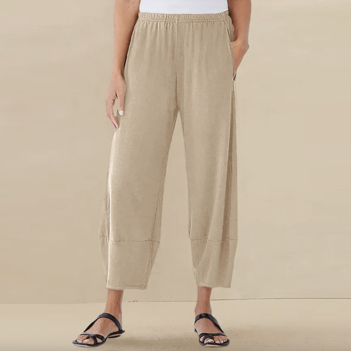 lintico 2024 100% linen balloon crop pants