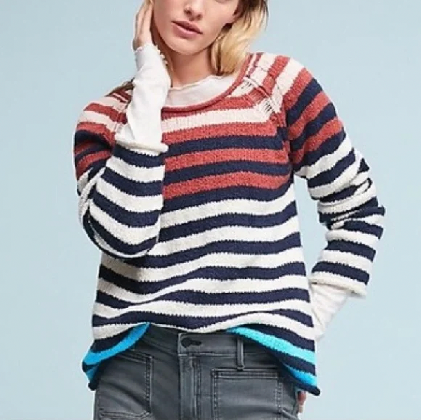 antho moth ame striped knit cozy sweater