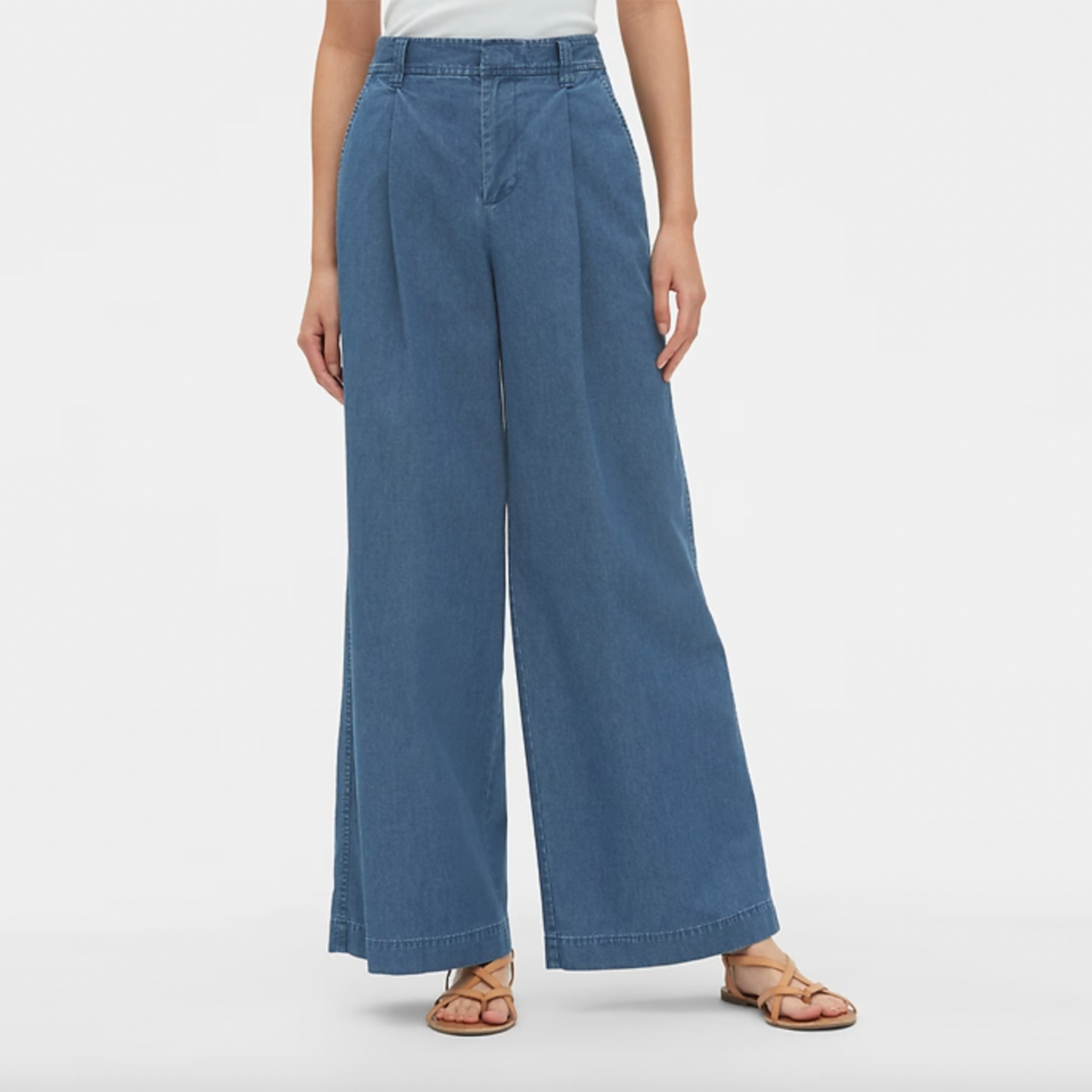 gap pleated wide leg denim trouser