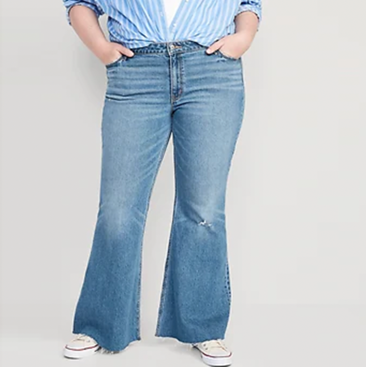 old navy mid rise super flare jeans