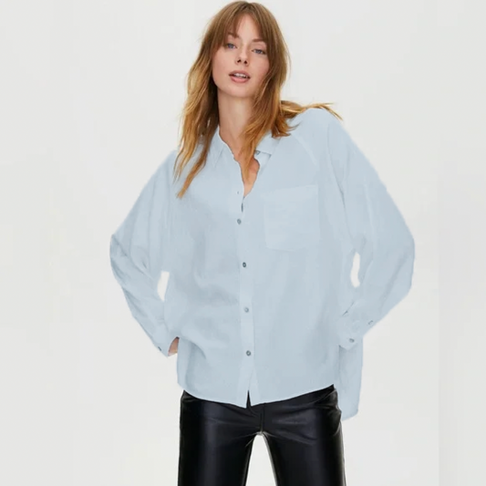 wilfred free boyfriend linen blend shirt