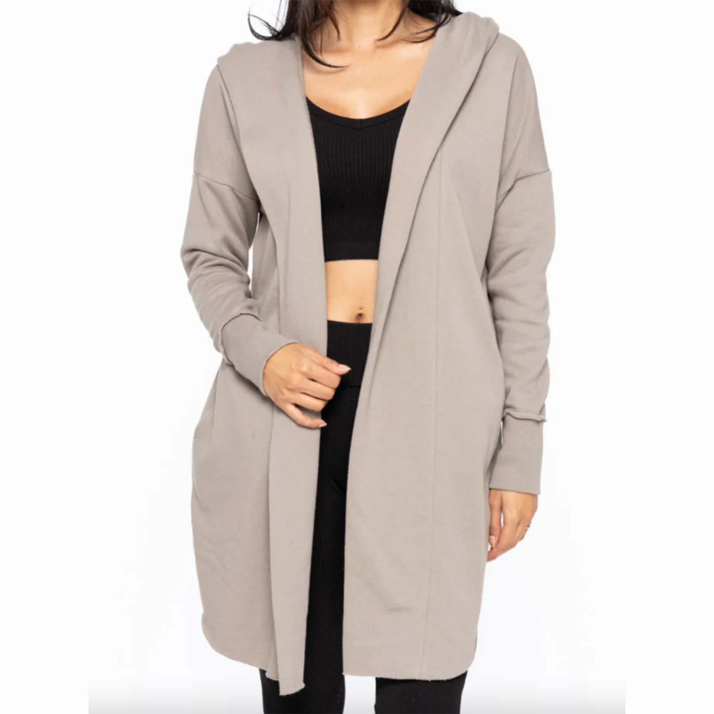 mono b longline open sweatshirt cardigan