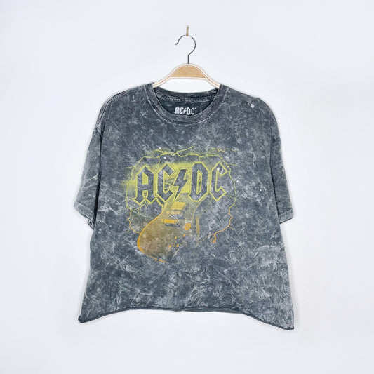 2020 acdc cropped acid wash tee