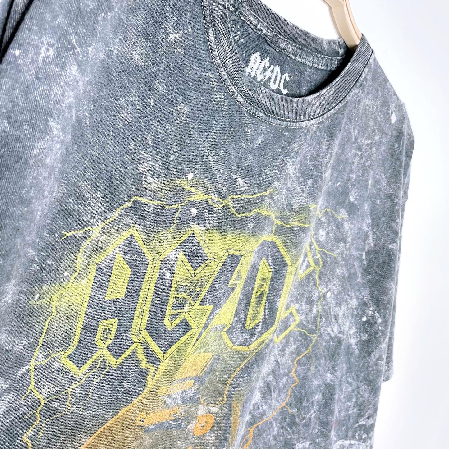 2020 acdc cropped acid wash tee