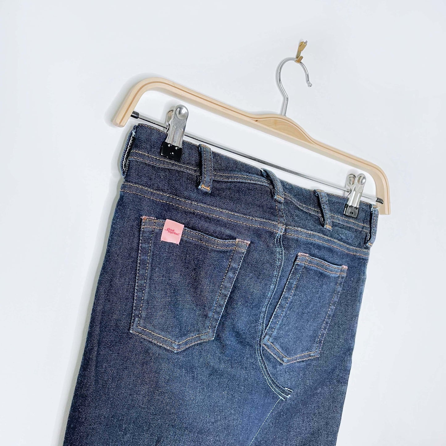 rework x acne bla konst denim midi skirt