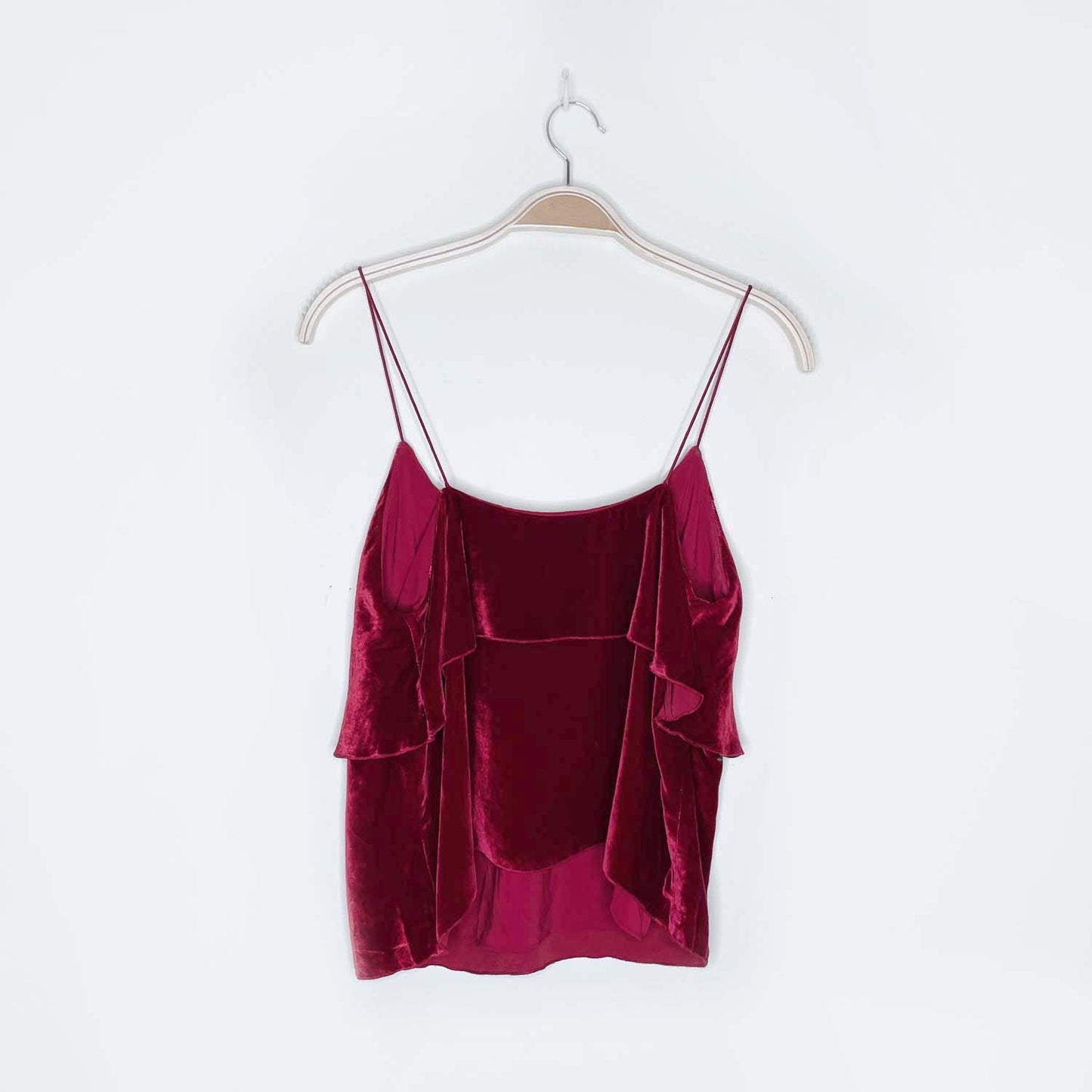 alice + olivia vanessa silk-blend red velour tank top - size small