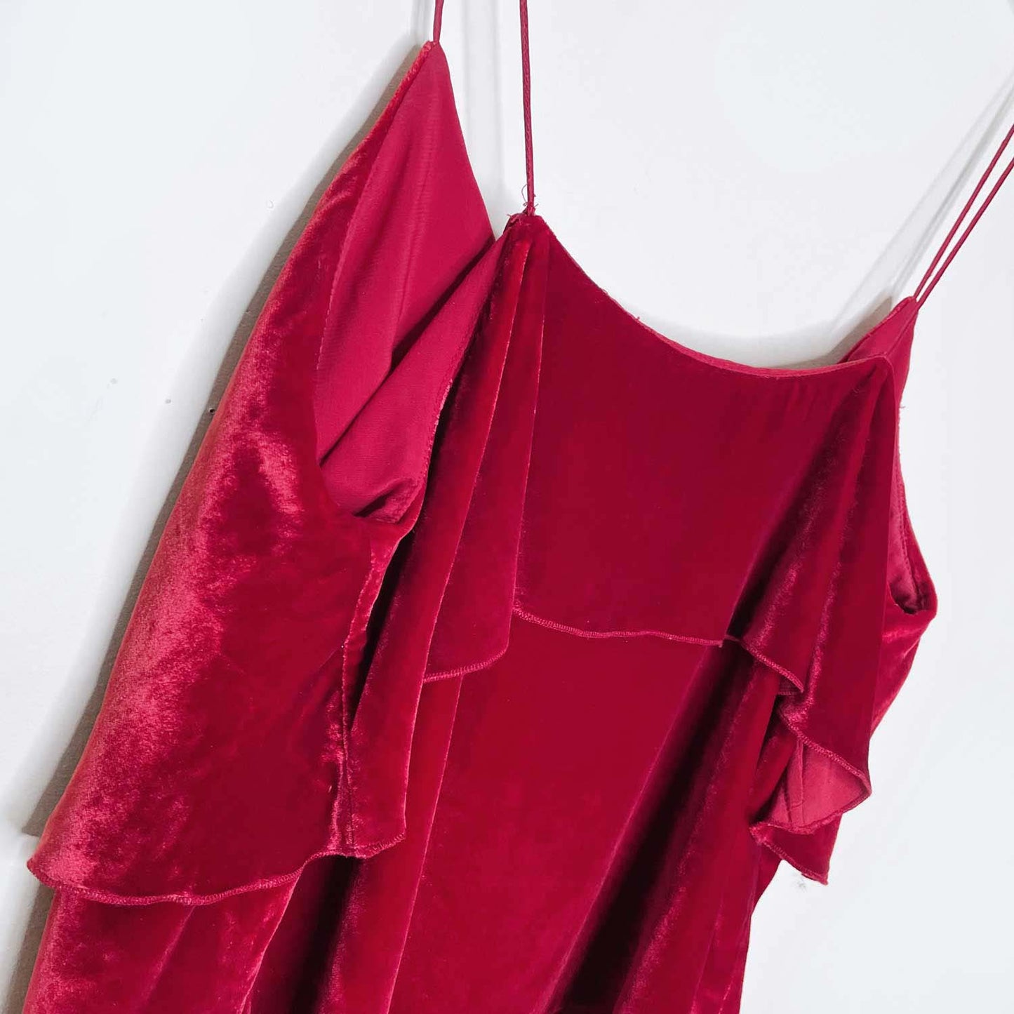 alice + olivia vanessa silk-blend red velour tank top - size small