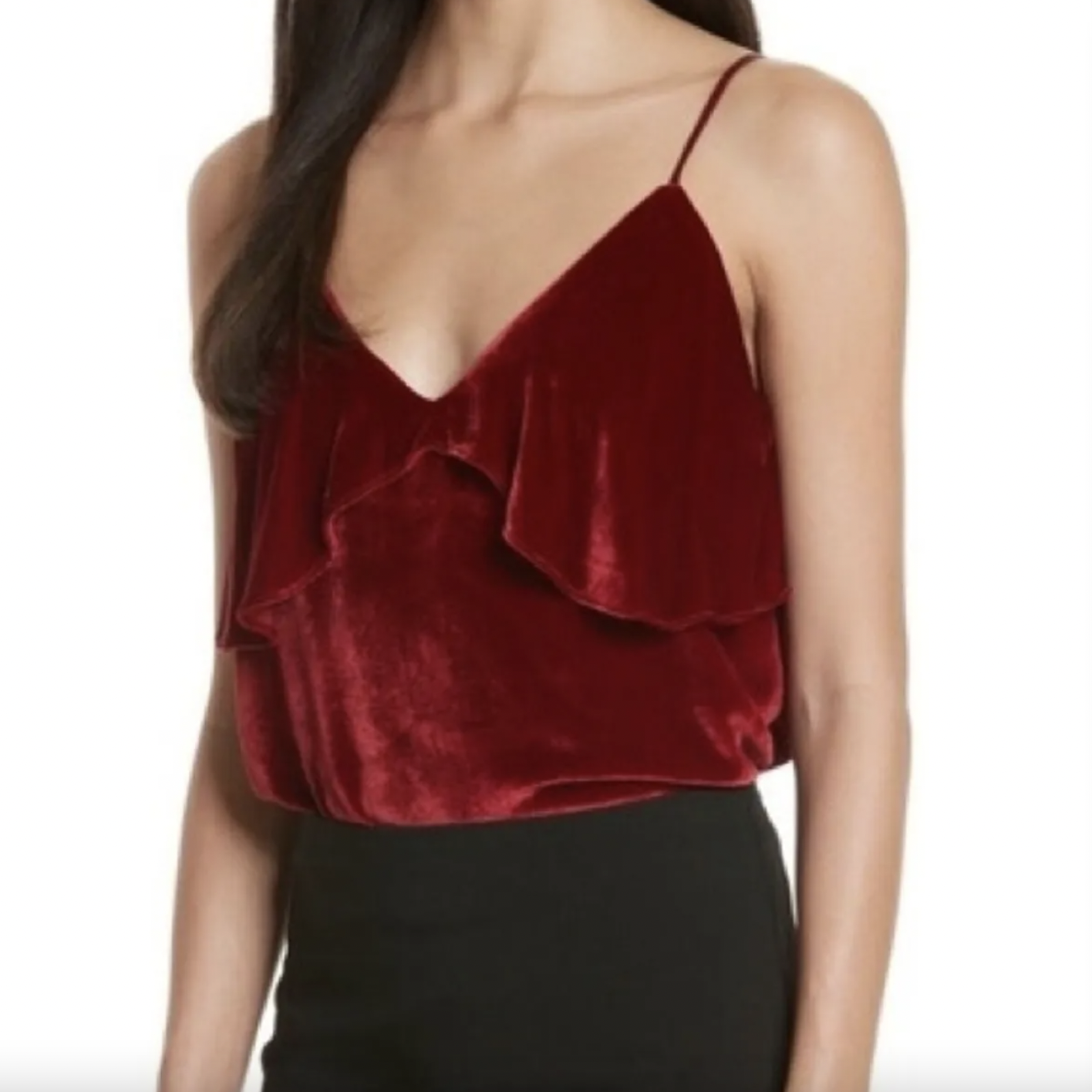 alice + olivia vanessa silk-blend red velour tank top - size small