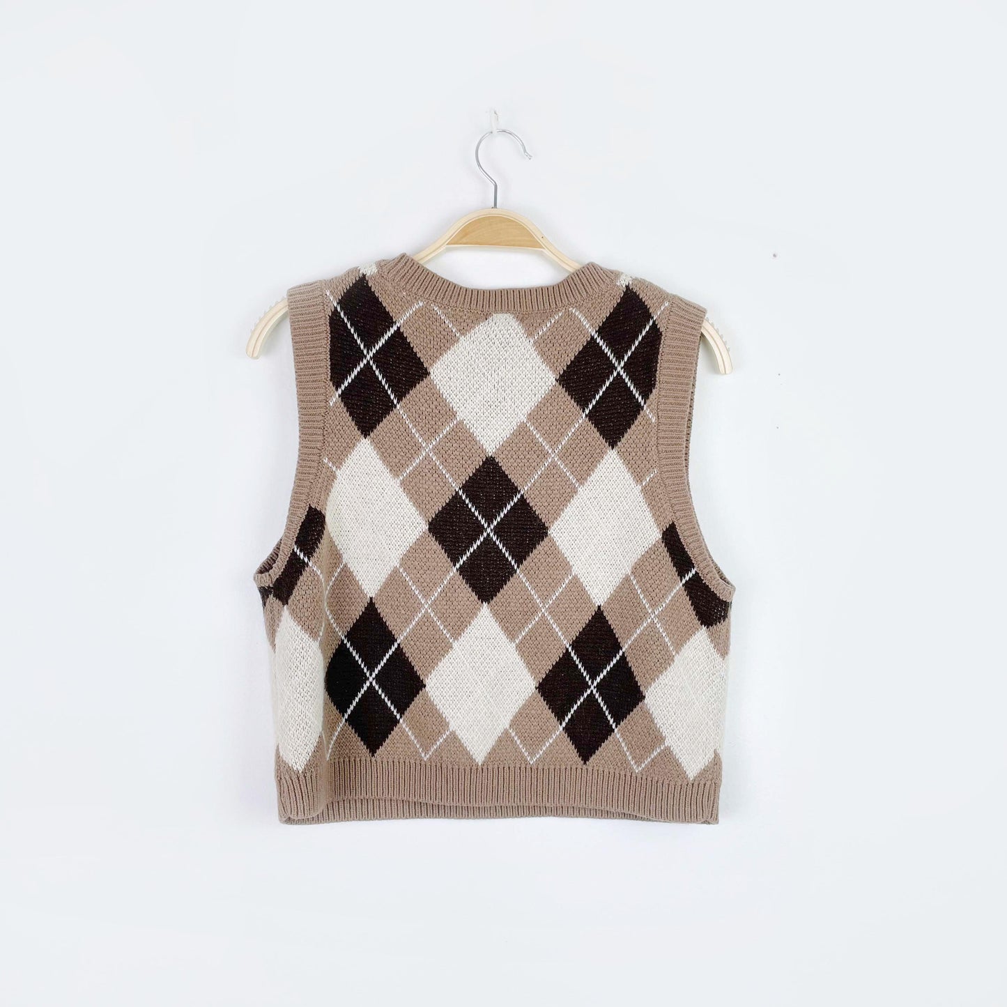 garage argyle neutrals knit vest