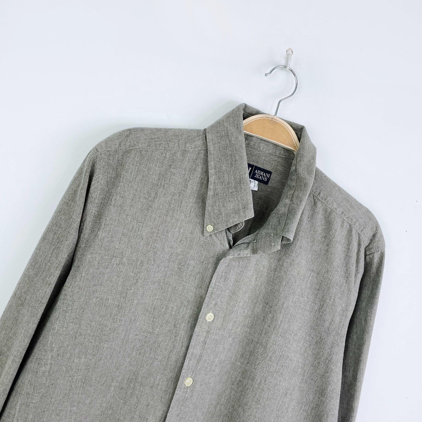 vintage armani jeans woven button down shirt