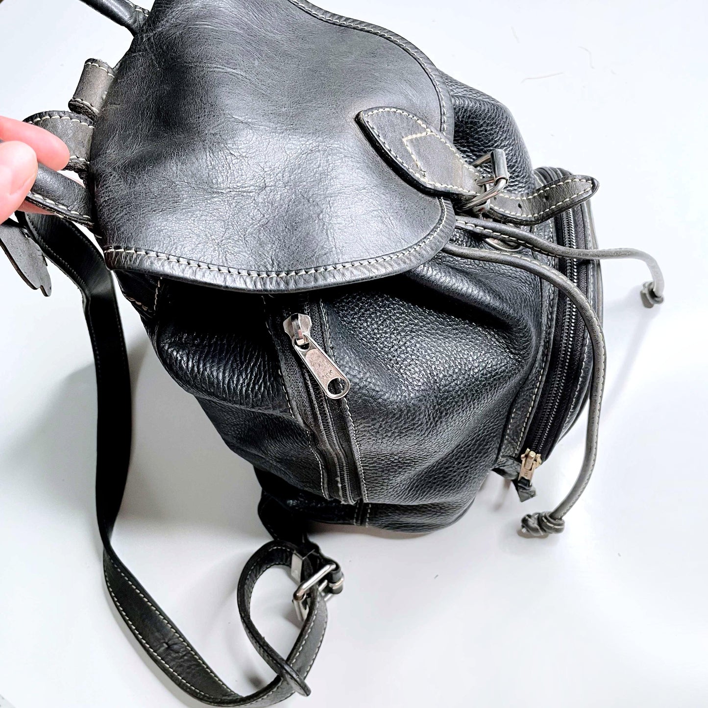 vintage 90s roots mini pebbled leather backpack