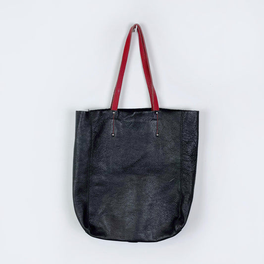 roots tribe pebbled leather tote bag