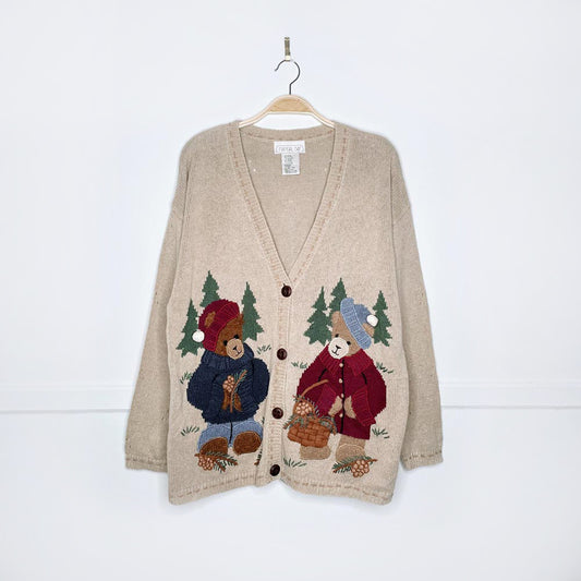 vintage 90s mandal bay winter teddies knit cardigan