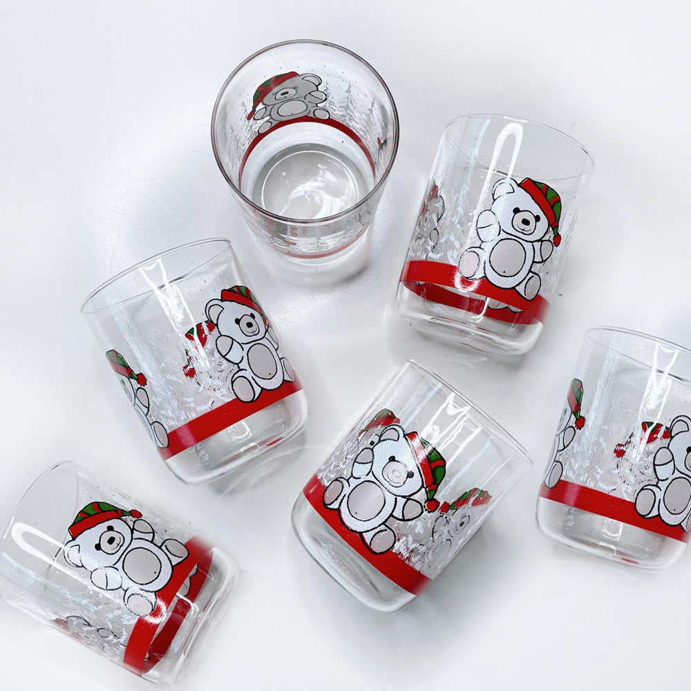 x6 vintage holiday bears tumblers