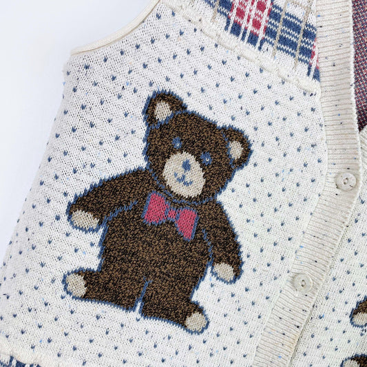 vintage 90s teddy bears knit vest