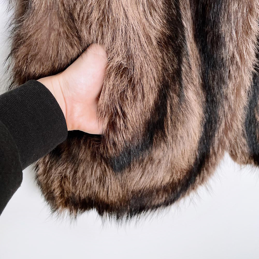 vintage lush beaver fur curved line vest