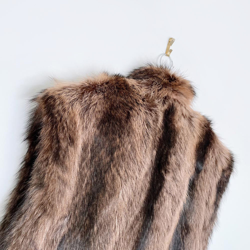 vintage lush beaver fur curved line vest