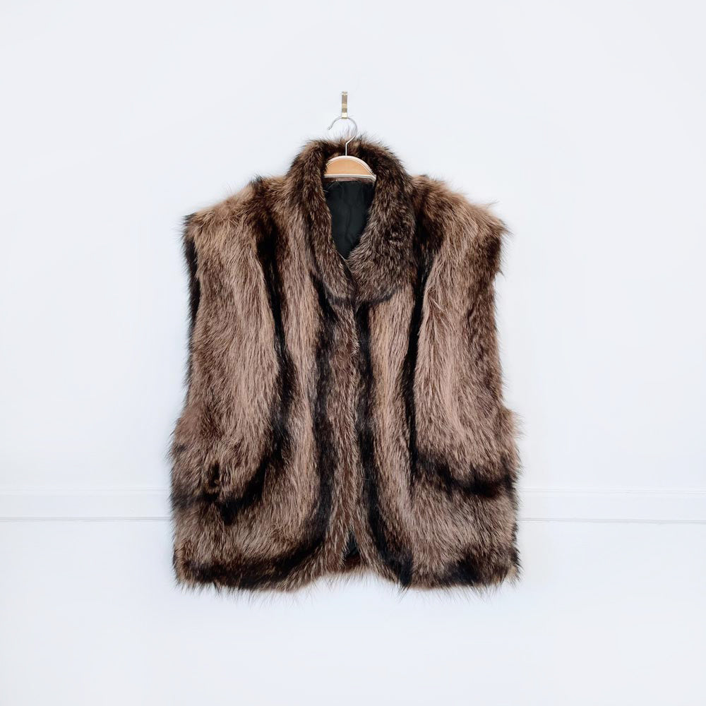 vintage lush beaver fur curved line vest