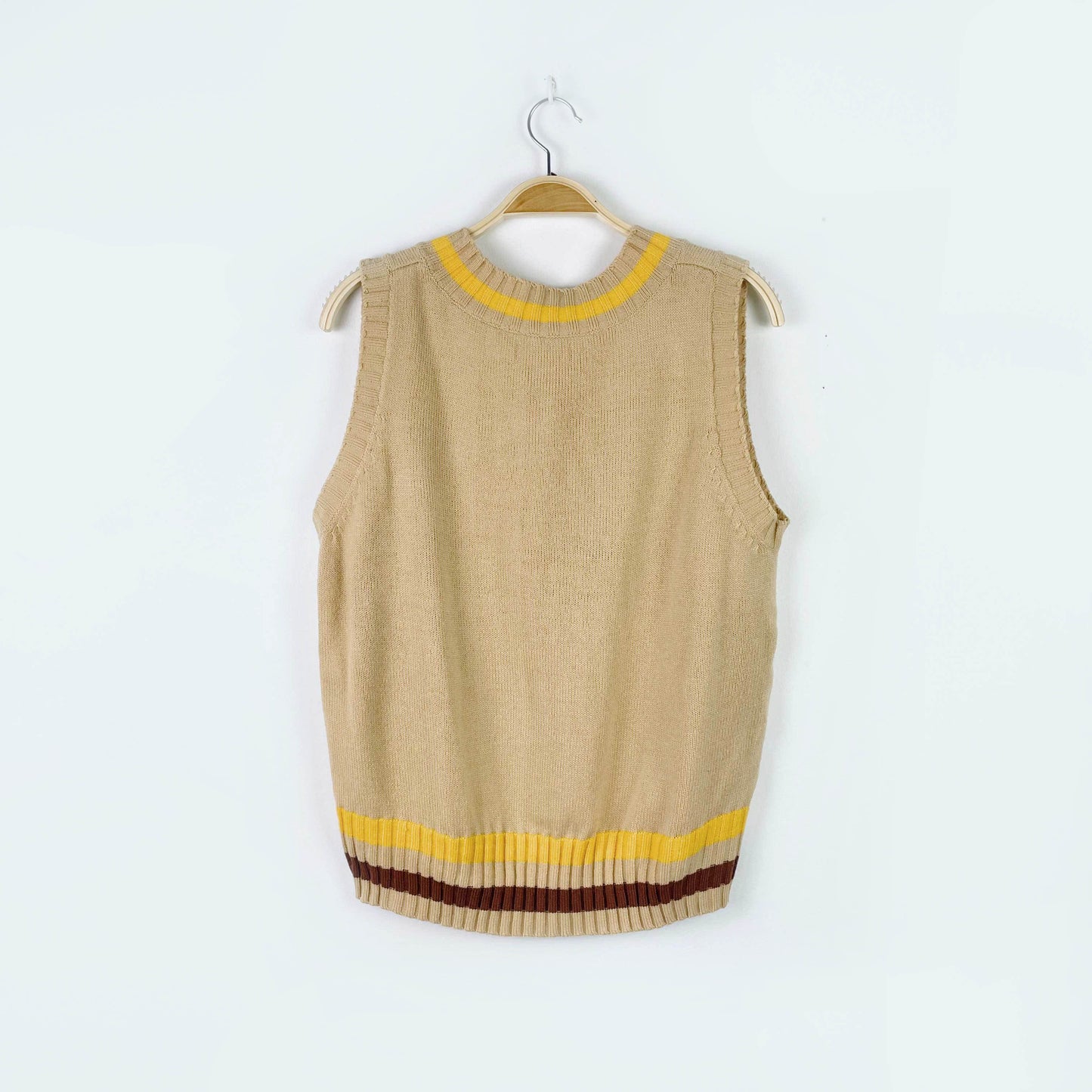 embroidered bee varsity stripe knit vest