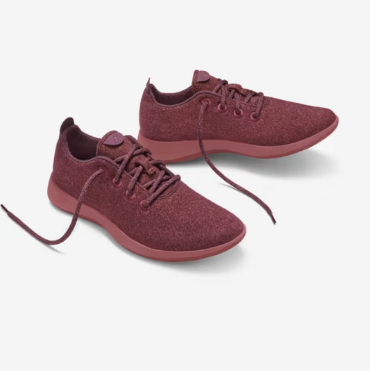 allbirds men's wool runners in hazy burgundy sienna 1021 - size M12