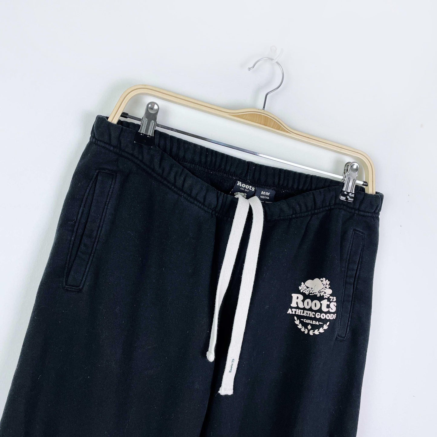 roots original classic black sweatpants - size medium