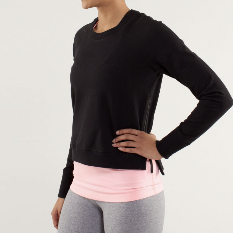 lululemon black rejuvenate crew - size 4