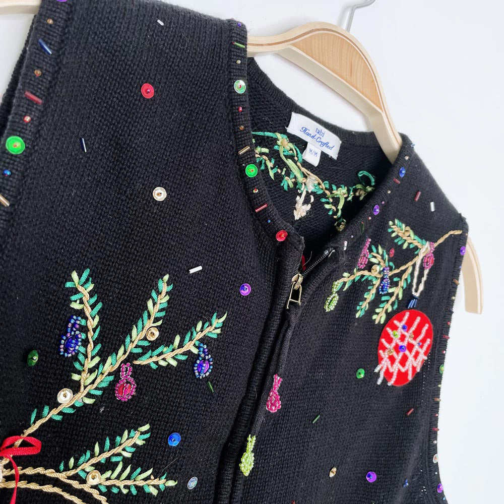 vintage tabi hand-crafted ornaments knit vest