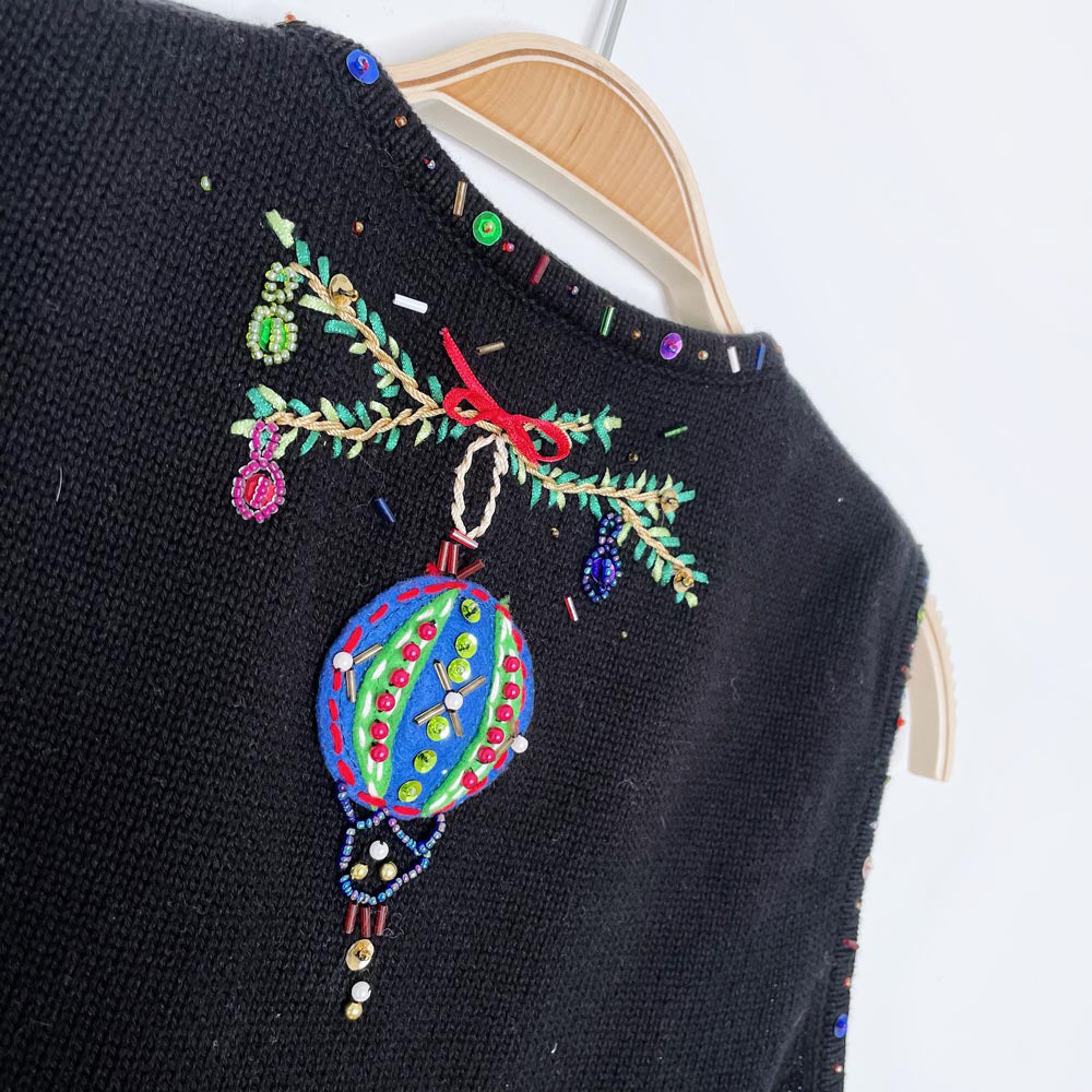 vintage tabi hand-crafted ornaments knit vest