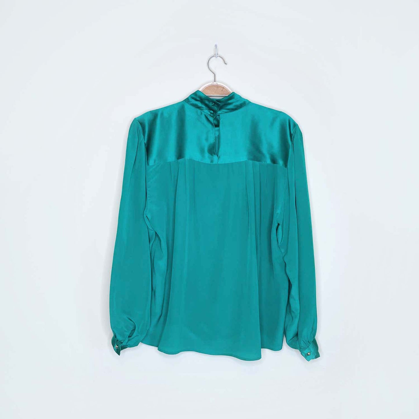 vintage de vinci green silk blouse - size 8