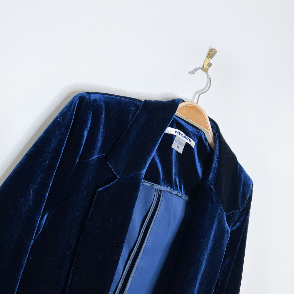 vintage nygard blue velvet open blazer