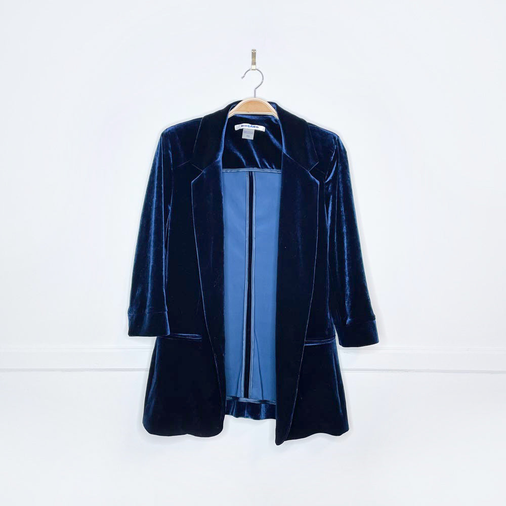 vintage nygard blue velvet open blazer