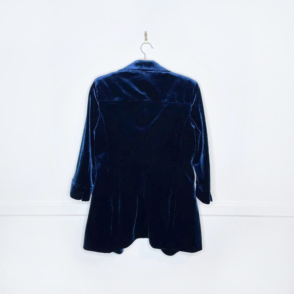 vintage nygard blue velvet open blazer