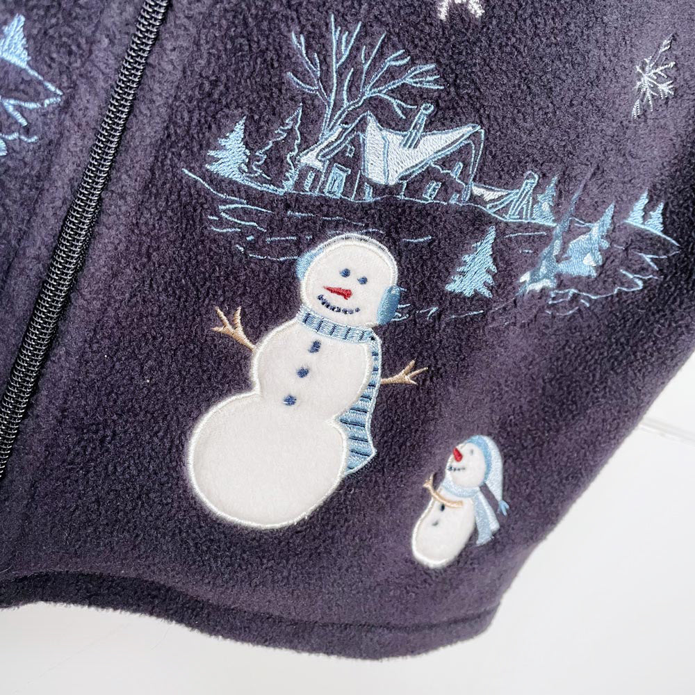 vintage carroll reed embroidered snowman fleece vest