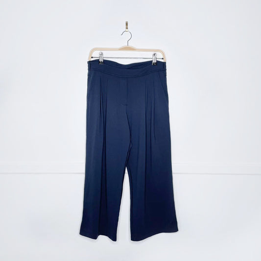 lululemon blue pleat high rise wide leg crop pants