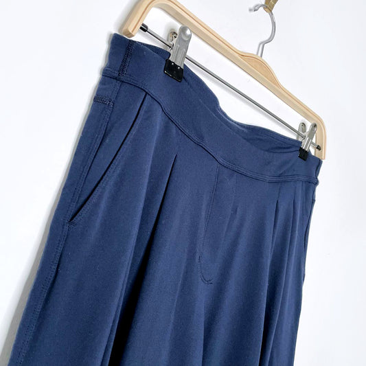 lululemon blue pleat high rise wide leg crop pants