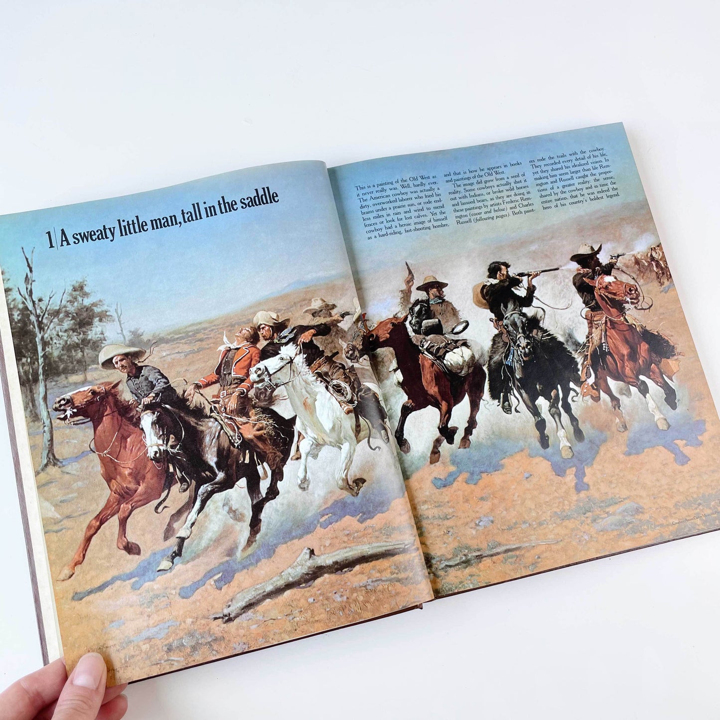 vintage 70s tooled leather book 'the old west' - the cowboys