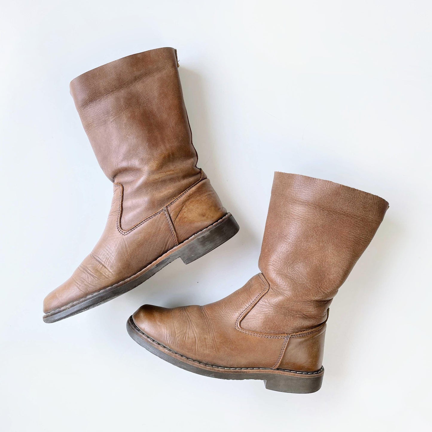 roots tribe rollover mid-calf leather boots