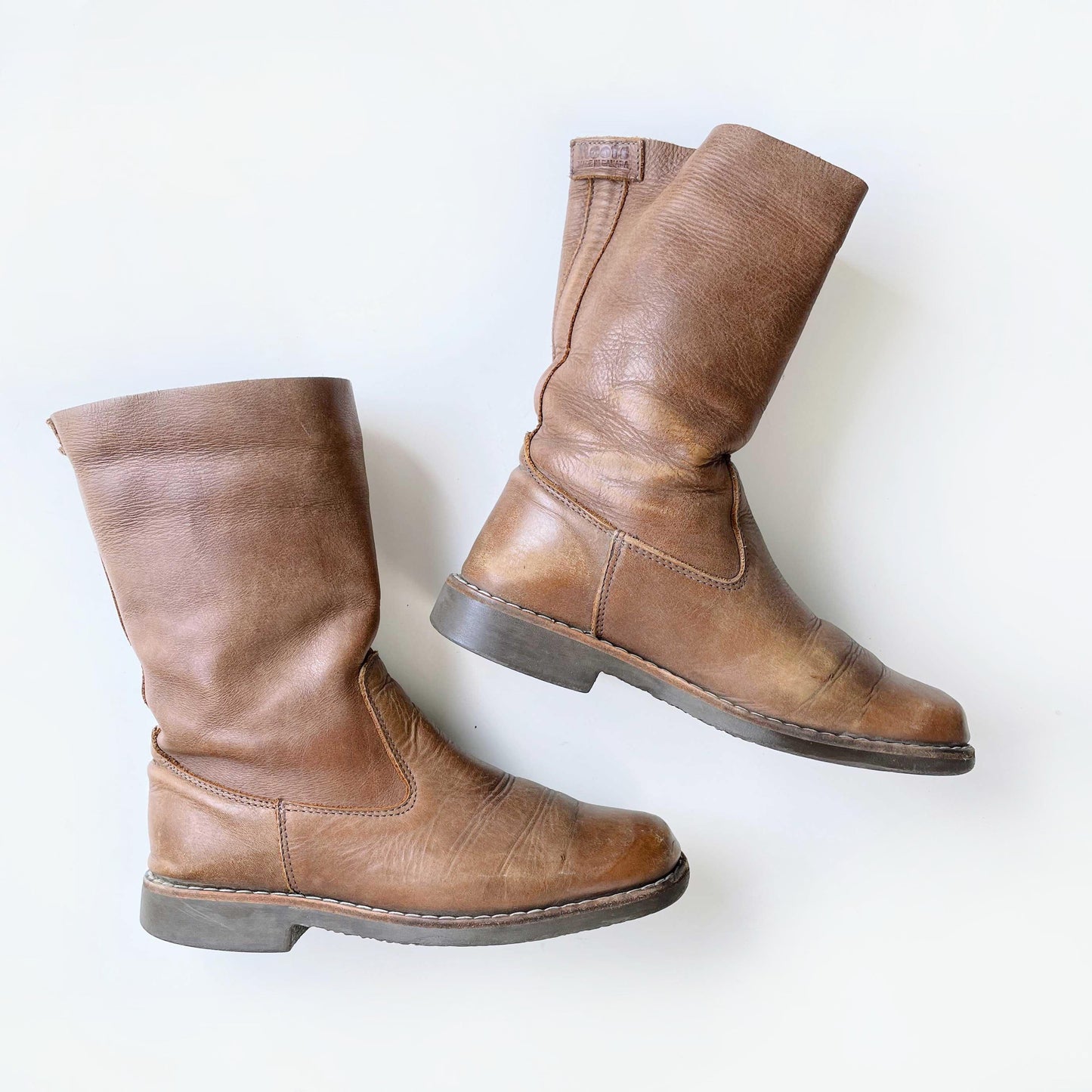 roots tribe rollover mid-calf leather boots