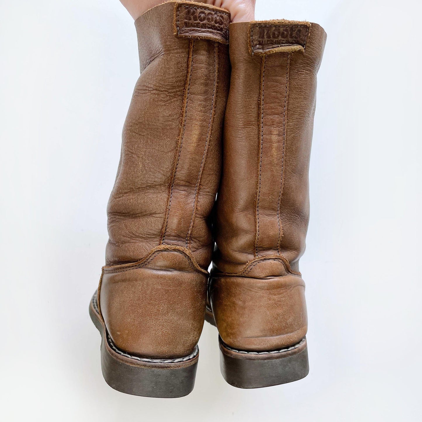 roots tribe rollover mid-calf leather boots