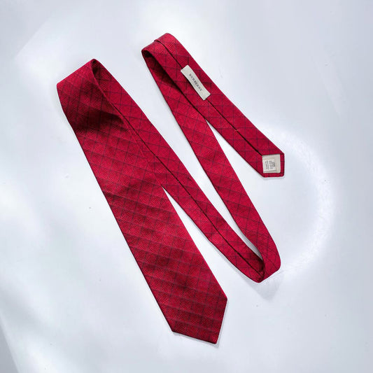 burberry 100% silk red diamond weave tie