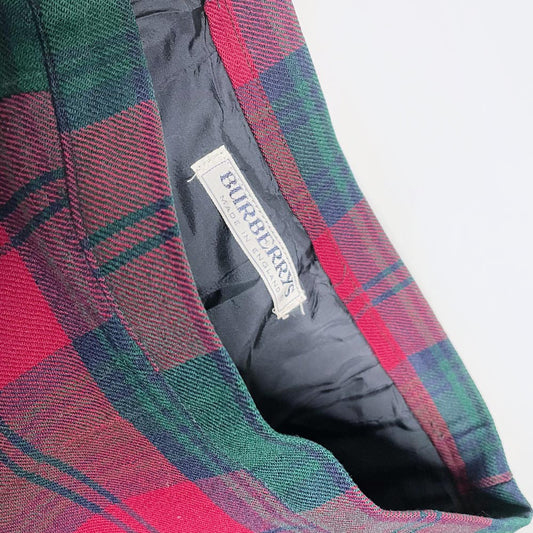 vintage 70s burberrys wool tartan pleated skirt