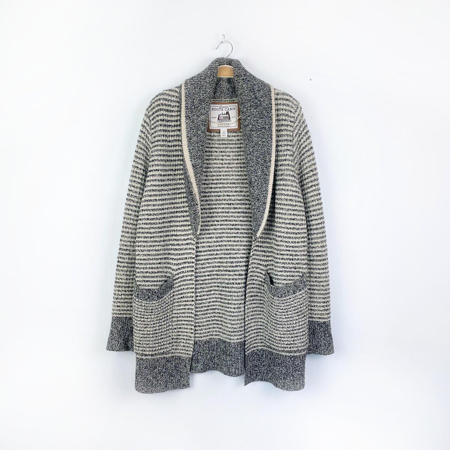 roots cabin oversized wool-blend shawl knit cardigan