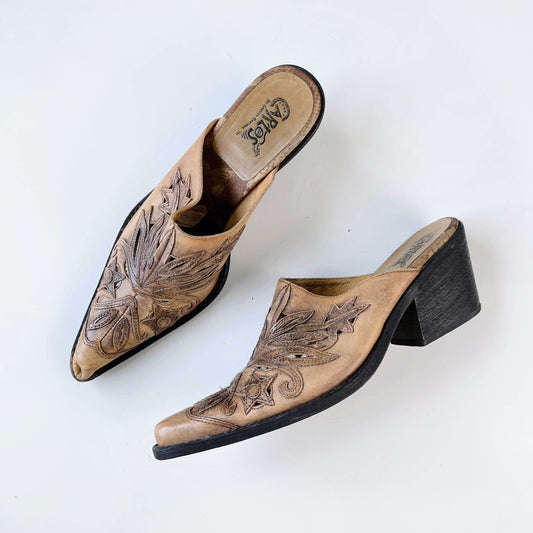 carlos santana western leather mule