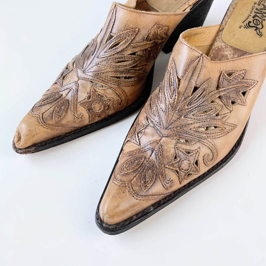 carlos santana western leather mule