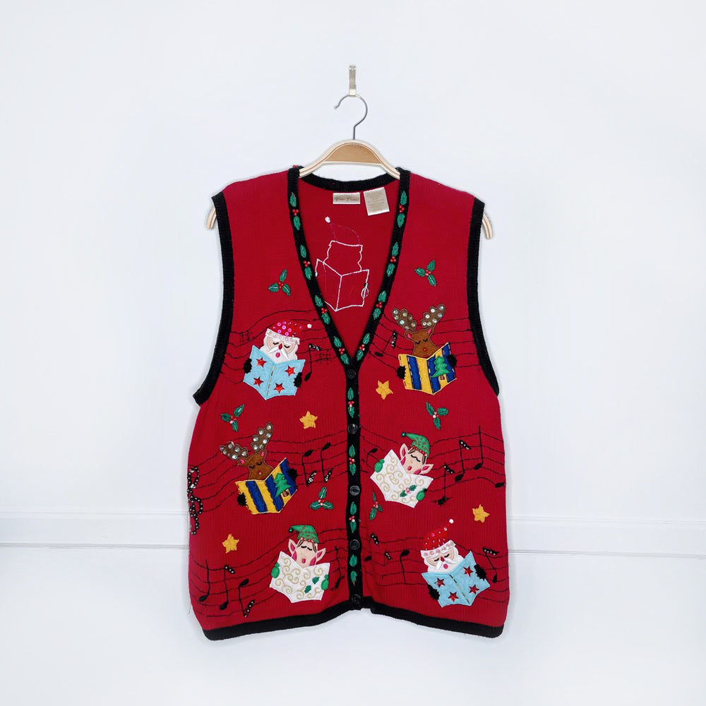 vintage bobbie brooks ramie carollers knit vest