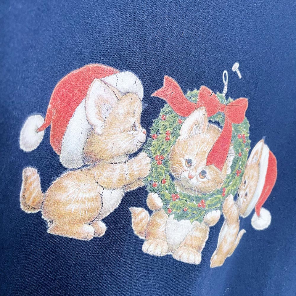 vintage holiday kittens graphic crew