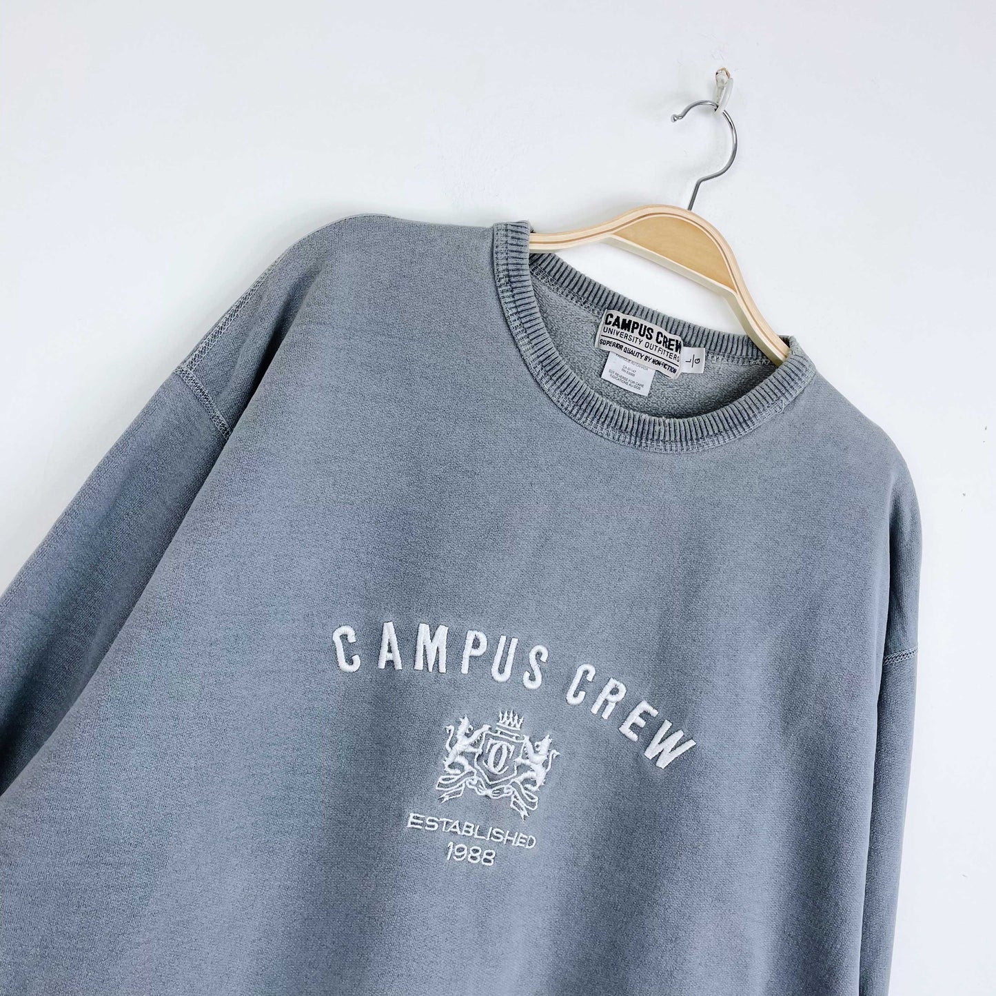 vintage 90s campus crew embroidered logo crew