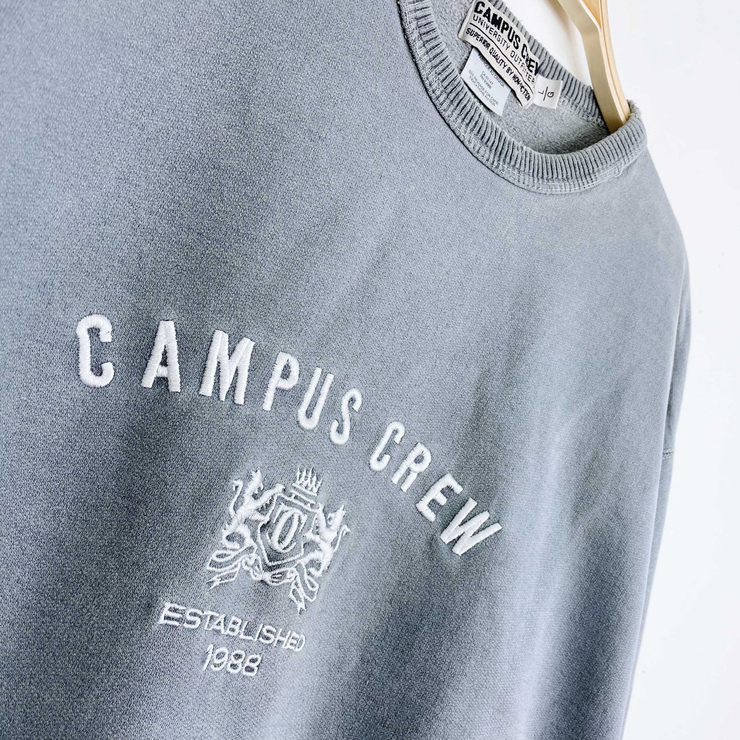 vintage 90s campus crew embroidered logo crew