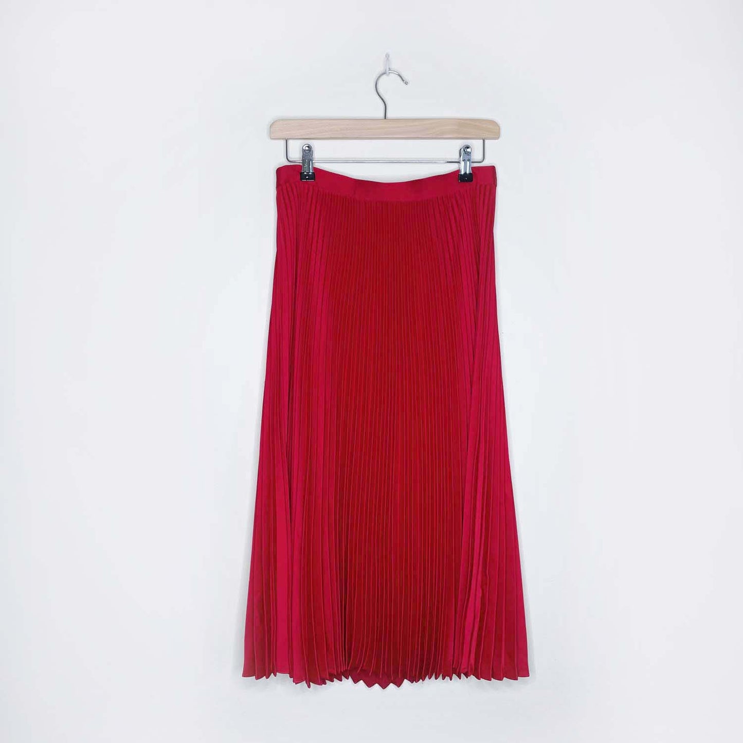 club monaco annina red holiday pleated midi skirt - size 6