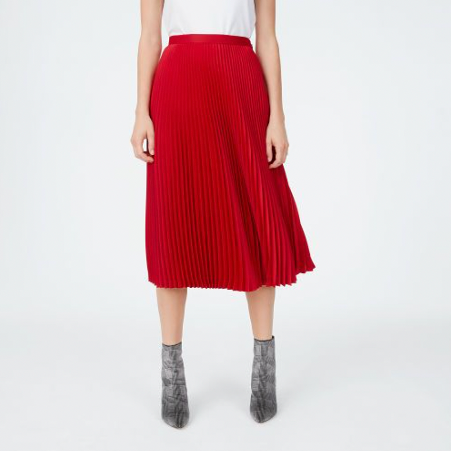 club monaco annina red holiday pleated midi skirt - size 6